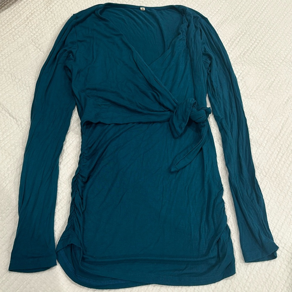 Maternity blue wrap shirt